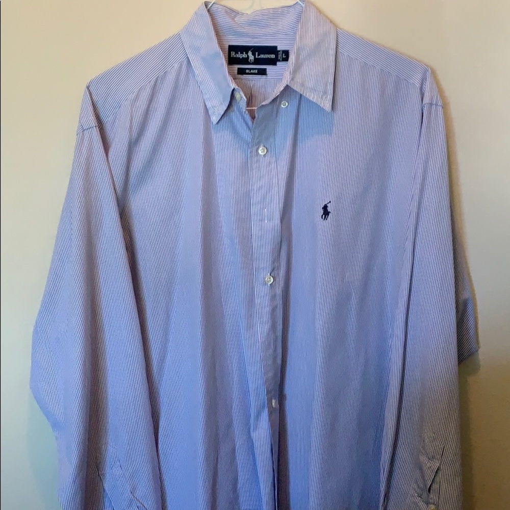 Ralph Lauren Purple White Striped Dress Shirt